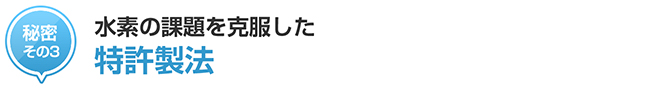 秘密その3 : 水素の課題を克服した特許製法